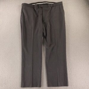 Perry Ellis Pants Mens 44x30 Gray Twill Polyester Slacks Trousers Business Flat